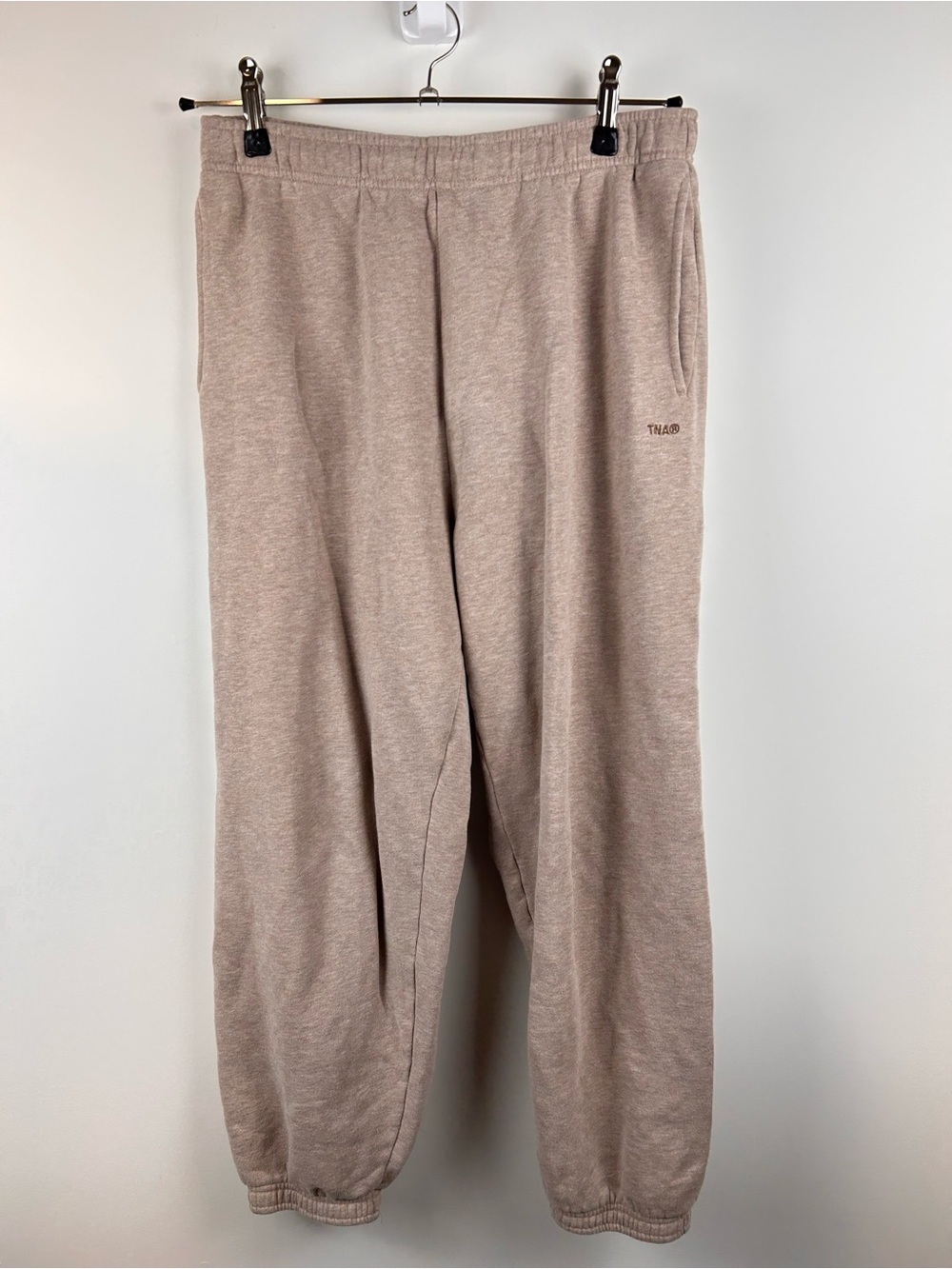 TNA Cozy Fleece Mega Sweatpant Beige Taupe Size Medium Oversized Joggers